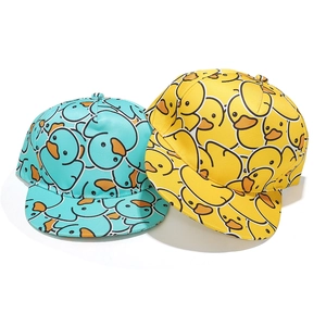 Hip Hop Baseballpet Met Platte Rand Voor Heren Dames Polyester Bedrukte Zonnehoed Streetwear Snapback Eend Vlag Dollar Patroon