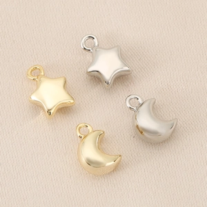 Golden and silver mini star and moon pendants for DIY jewelry making accessories