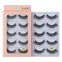 Detailed view of 5 pairs of natural half-eye false eyelashes in pink 6880 packaging