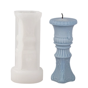 Molde de silicona de columna romana para velas DIY con elegantes patrones en relieve