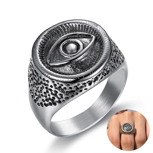 Bague Oeil De Horus Acier Inoxydable Égyptien Antique Oeil Qui Voit Tout Rétro Punk Gothique Bijoux Homme