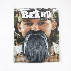 Realistic black and white costume fake beard and mustache set for Halloween party props