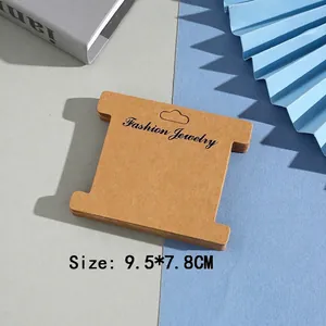 Brown kraft paper jewelry display cards with Fashion Jewelry print, size 9.5x7.8cm