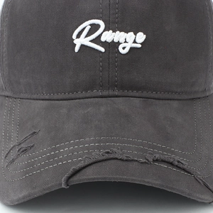 Casquette de baseball gris anthracite vintage avec broderie Range et bord usé