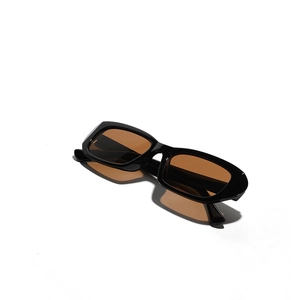 Vintage retro rectangular sunglasses with thick black frame and brown lenses for outdoors