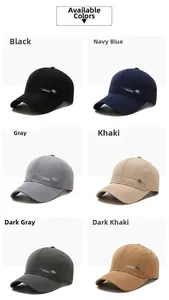 Men's baseball cap color options: Black, Navy, Grey, Khaki, Dark Grey, and Dark Khaki