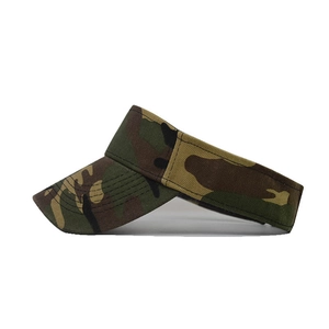 Green camouflage sun visor hat with adjustable back strap for outdoor and beach activities