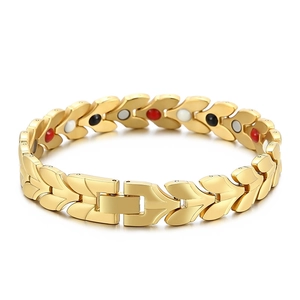 Bracelet De Thérapie Magnétique Pour Hommes Acier Au Titane Chaîne À Maillons Épi De Blé Bijoux De Santé