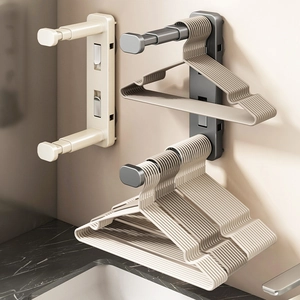 Retractable Hanger Organizer Rack ABS Suction Cup Wall Mounted Telescopic Storage Holder For Laundry Balcony Bathroom