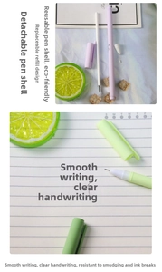 Close-up of Morandi neutral pens with detachable shell for easy refill replacement