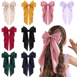 Large Bow Hair Clip Satin Fabric Long Streamers Tassel Elegant Princess Style Sweet Hairpins Headpiece For Women Girls