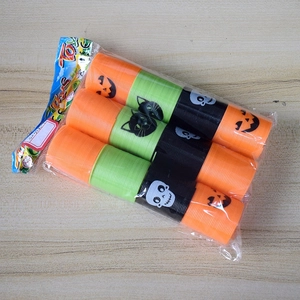 Halloween Kunststoff-Spiralen Set mit Kürbis, Katze und Totenkopf Motiven in drei Farben