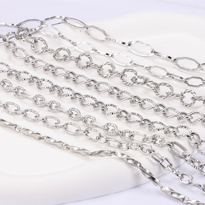 Polished silver stainless steel DIY jewelry chains in assorted link styles for necklaces