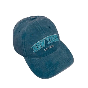 Vintage navy blue washed cotton baseball cap with New York Est. 1625 embroidery