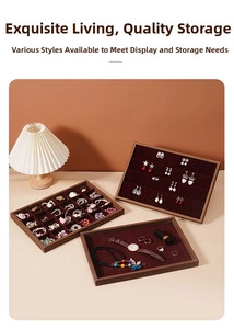 Three-piece walnut wood jewelry tray set with deep burgundy velvet interior lining