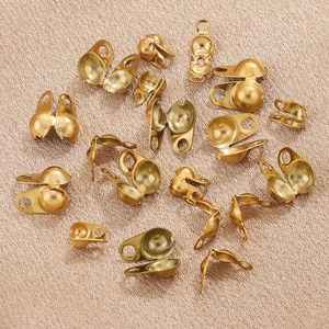 Vacuum plated gold stainless steel bead tips for DIY jewelry making and necklaces
