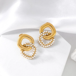 Orecchini geometrici placcati in oro 18K in acciaio inossidabile con perle eleganti