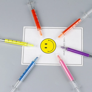 Creative syringe-shaped highlighter set in six vibrant colors for office and school