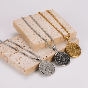Retro Masonic stainless steel necklaces in gold, silver, and antique silver finishes