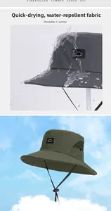 Detail of waterproof quick-dry fabric and mesh vents on outdoor wide brim sun hat