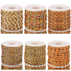 Colorful enamel stainless steel Cuban link chain set for DIY jewelry making