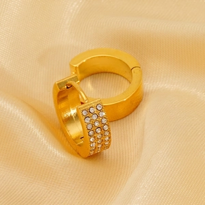 Strass Creolen Edelstahl 18K Vergoldet Luxus Huggie Geometrischer Schmuck Damen