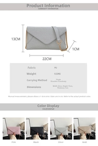 Detaillierte Maßtabelle und Spezifikationen für die minimalistische PU-Umschlagtasche
