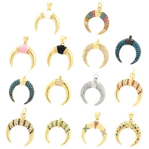 Pendenti a mezzaluna tribali con smalto colorato e zirconi per gioielli fai da te