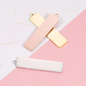 Rectangular Bar Pendant 304 Stainless Steel Blank Mirror Polished Geometric Charm For DIY Jewelry Making Craft Accessory