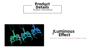 Detailed macro view showing the luminous scorpion king pendant glowing in dark conditions