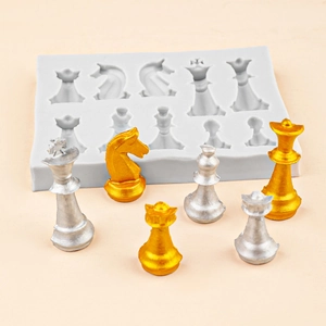 Schachfiguren Silikonform Set für König Dame und Springer für Harz und Schokolade Basteln