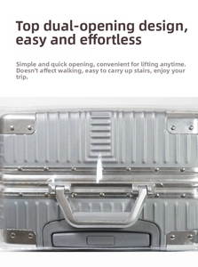 Detail view of thickened PVC suitcase cover with dual top openings and reinforced rivets