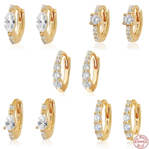 Marquise Round Zirconia Huggie Hoop Earrings With 925 Sterling Silver Earring Post For Women Luxury Fashion Jewelry