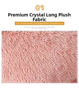 Macro close-up of pink long-pile crystal plush fabric showing soft silk-like texture