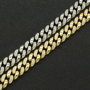 Hip hop iced out cuban link chain bracelets in gold and silver finish for men