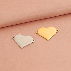 Heart Shape Connector Pendant 304 Stainless Steel Double Holes For DIY Jewelry Making Bracelet Necklace Accessories