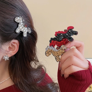 Sparkly Rhinestone Horse Hair Clip Alloy Duckbill Side Fringe Clamp Fashion Headwear Accessory For Women Kids Party