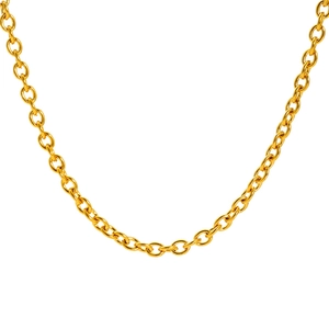 Polished gold stainless steel O-chain necklace with classic interlocking cable links