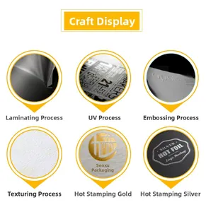 Detailed close-up showing custom printing techniques like gold foil and UV coating