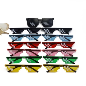 Thug Life pixel sunglasses in six vibrant colors including black, blue, and red styles