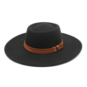 Vintage Solid Color Cotton Wide Brim Fedora Hat For Men Women Warm Autumn Winter Outdoor Flat Top Sun Cap