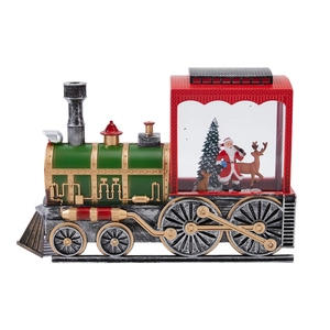 Christmas train lantern music box with Santa Claus and glitter snow decoration