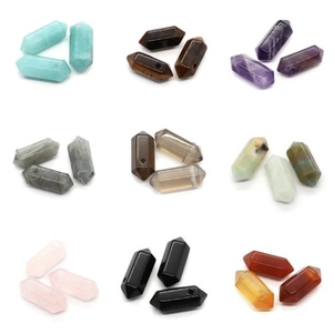 Various hexagonal natural stone prism beads for DIY necklace jewelry making