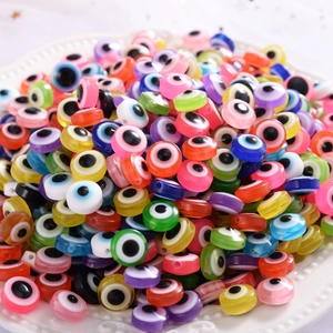 Colorful resin flat round evil eye beads mix for DIY jewelry making and crafting