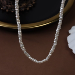 French irregular natural freshwater pearl choker necklace with adjustable S925 clasp