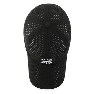 Unisex black breathable perforated quick-dry diamond grid pattern sports cap