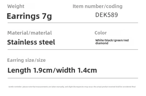 Specifications of irregular stainless steel earrings with size 1.9x1.4cm and weight 7g