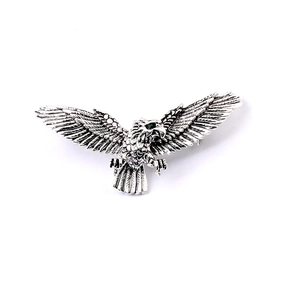Fashion eagle brooch in vintage silver finish with green stone eye for men suits