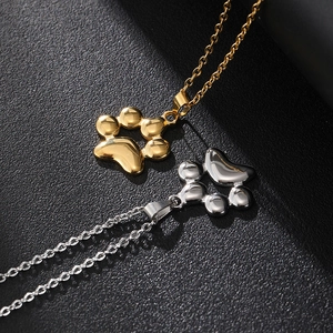 Minimalist cat paw pendant necklace in gold and silver finish 18K plated stainless steel