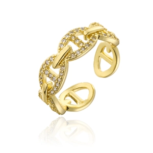 Close-up of 18K gold plated nose ring featuring micro-pave cubic zirconia accents